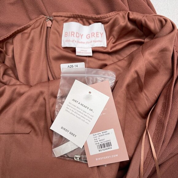 Birdy Grey Benny Crepe Maxi Formal Bridesmaid Dress Cut‎ Out Desert Rose S NWT - Picture 9 of 15